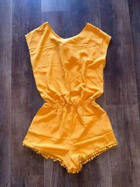 Forever 21 Yellow Pom-Trim Romper size S